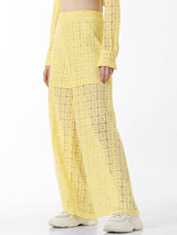 Women's Yellow Woven Casual Solid Regular Fit Pant
