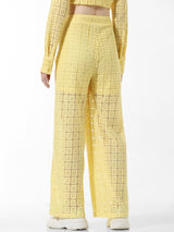 Women's Yellow Woven Casual Solid Regular Fit Pant