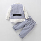 Boys White Party Full Sleeves Waistcoat Ensemble Pant - Set of 3