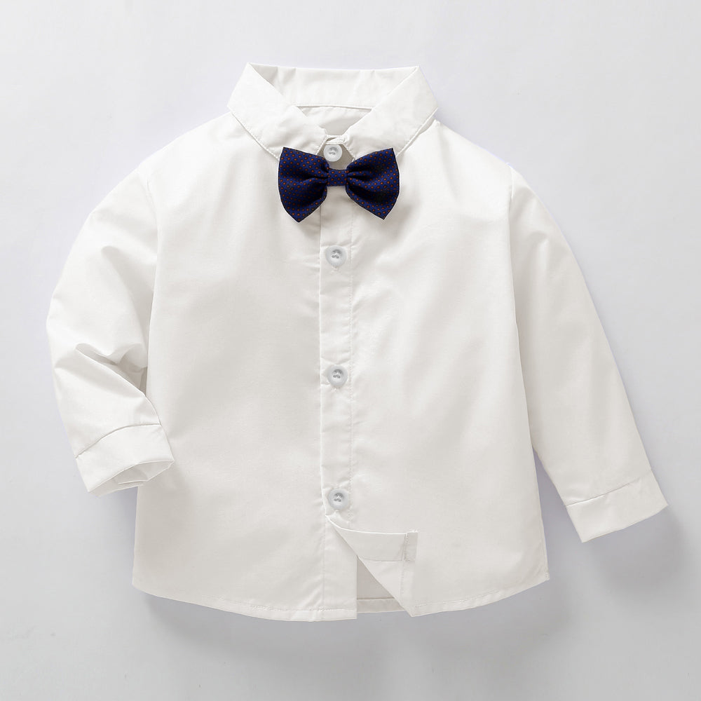 Boys White Party Full Sleeves Waistcoat Ensemble Pant - Set of 3