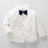 Boys White Party Full Sleeves Waistcoat Ensemble Pant - Set of 3