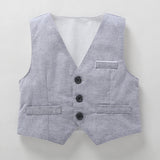 Boys White Party Full Sleeves Waistcoat Ensemble Pant - Set of 3