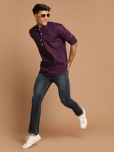 Men's Purple Festive Ethnic Full Sleeves Kurta