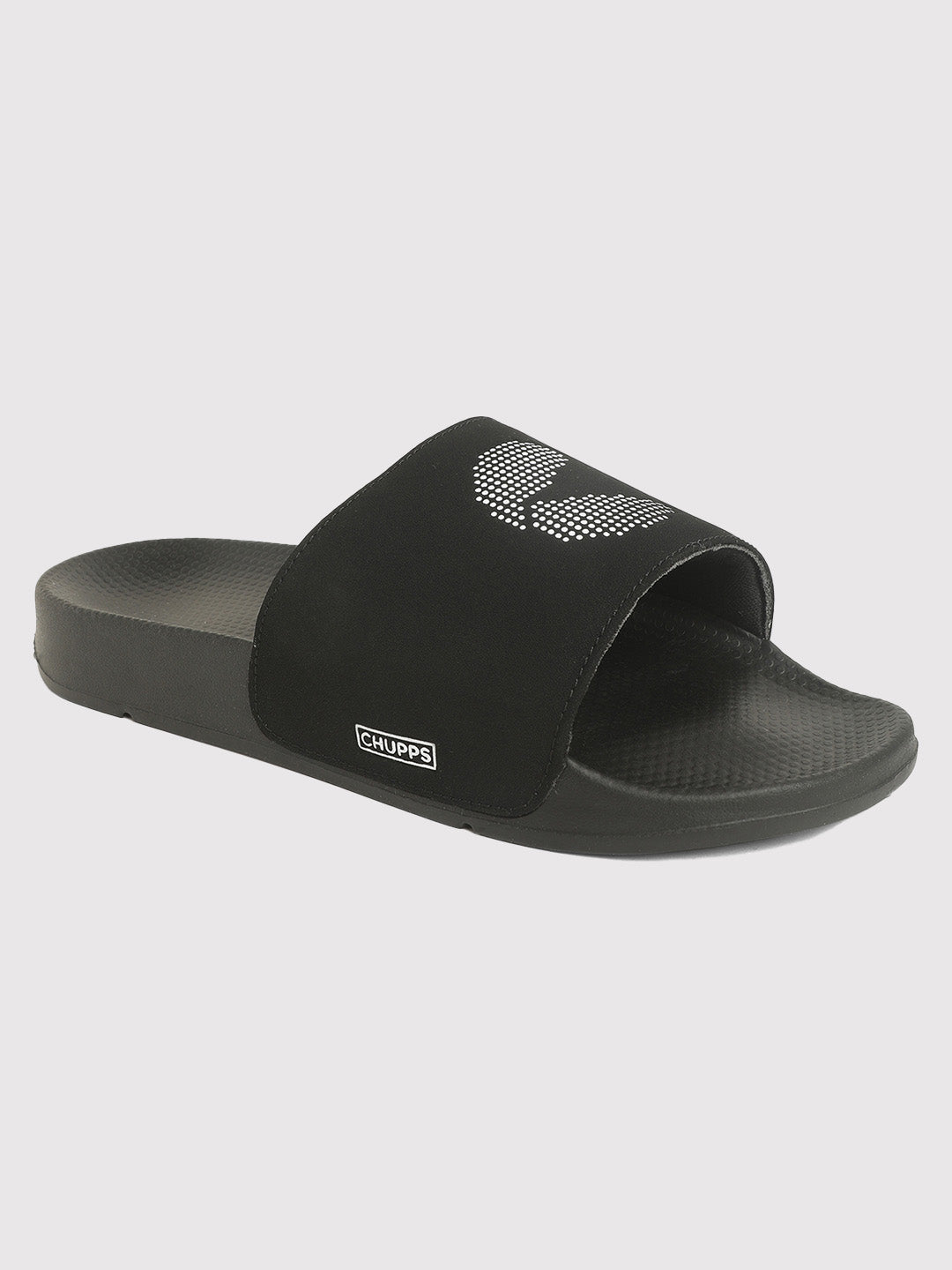 Women's Dot Fusion Black Round Toe Polyurethane Casual Slides