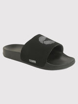 Women's Dot Fusion Black Round Toe Polyurethane Casual Slides