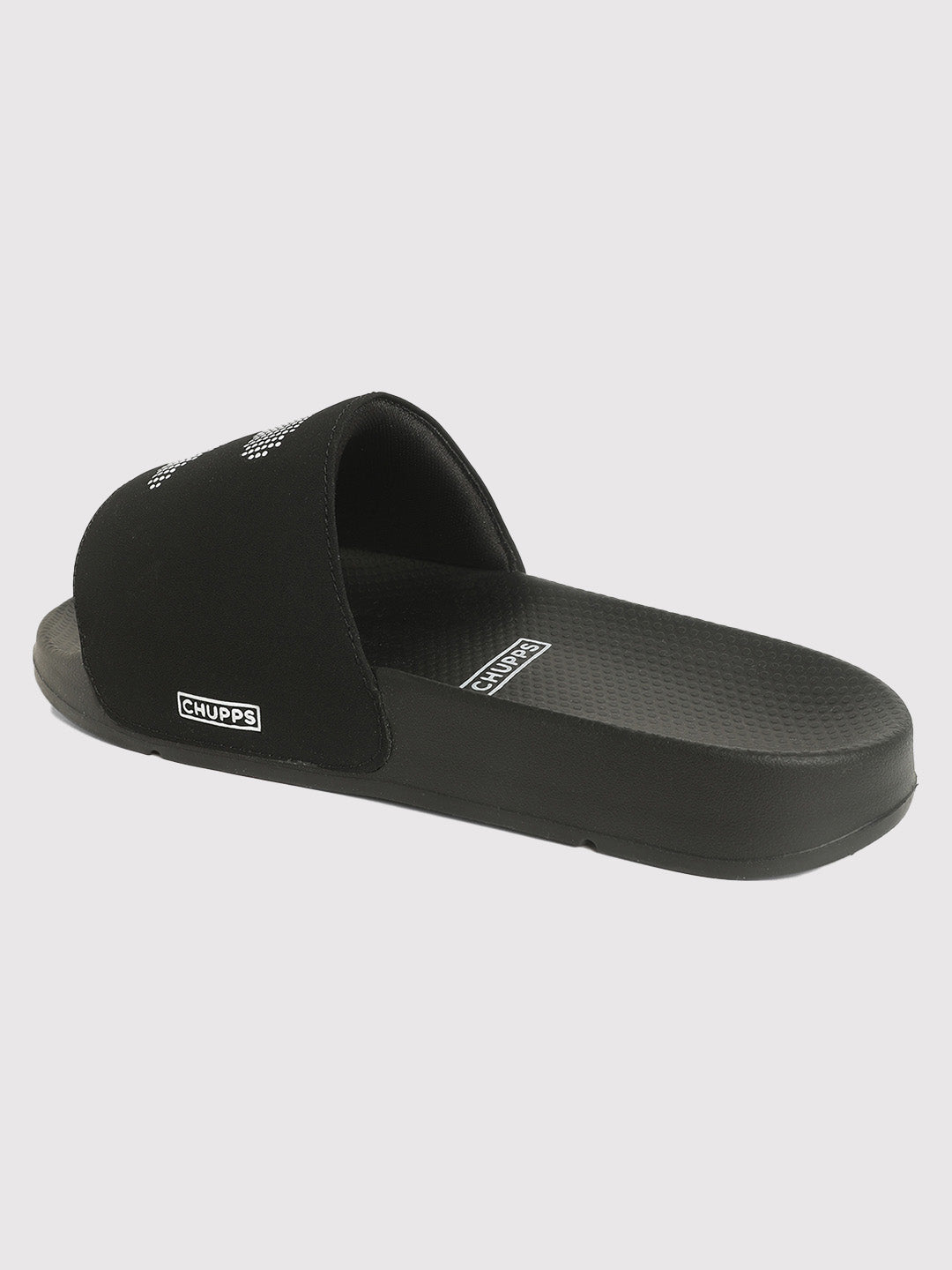 Women's Dot Fusion Black Round Toe Polyurethane Casual Slides