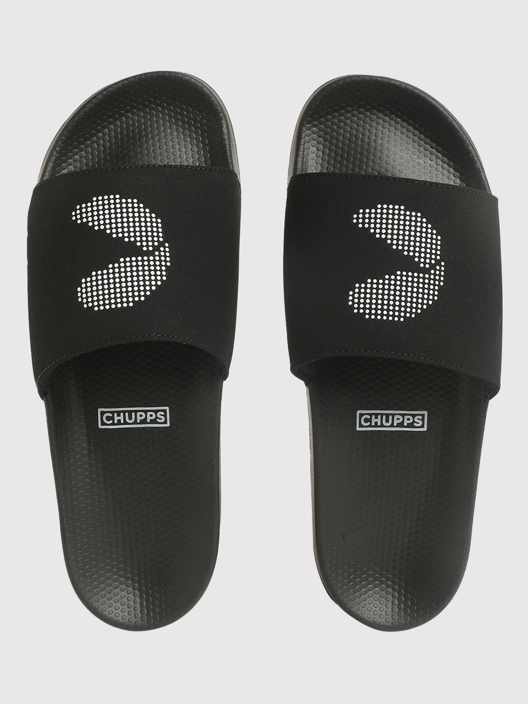 Women's Dot Fusion Black Round Toe Polyurethane Casual Slides