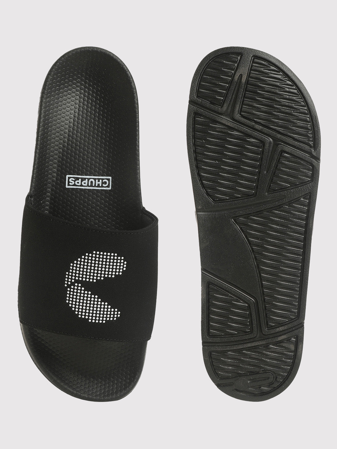 Women's Dot Fusion Black Round Toe Polyurethane Casual Slides