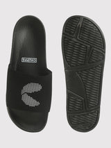 Women's Dot Fusion Black Round Toe Polyurethane Casual Slides