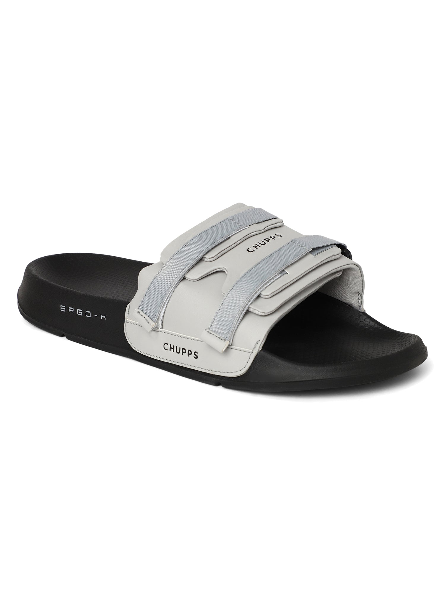 Women's Elet Grey Black Round Toe Polyurethane Casual Slides