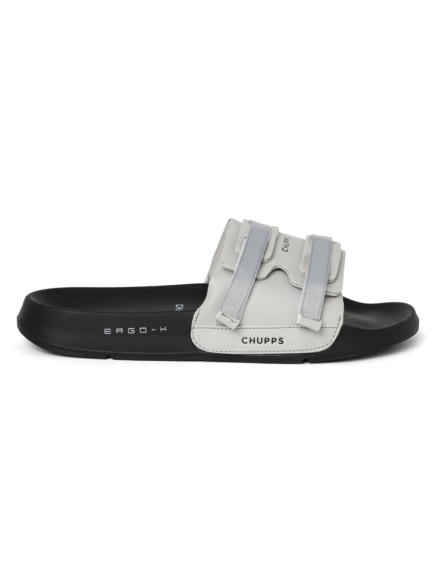 Women's Elet Grey Black Round Toe Polyurethane Casual Slides