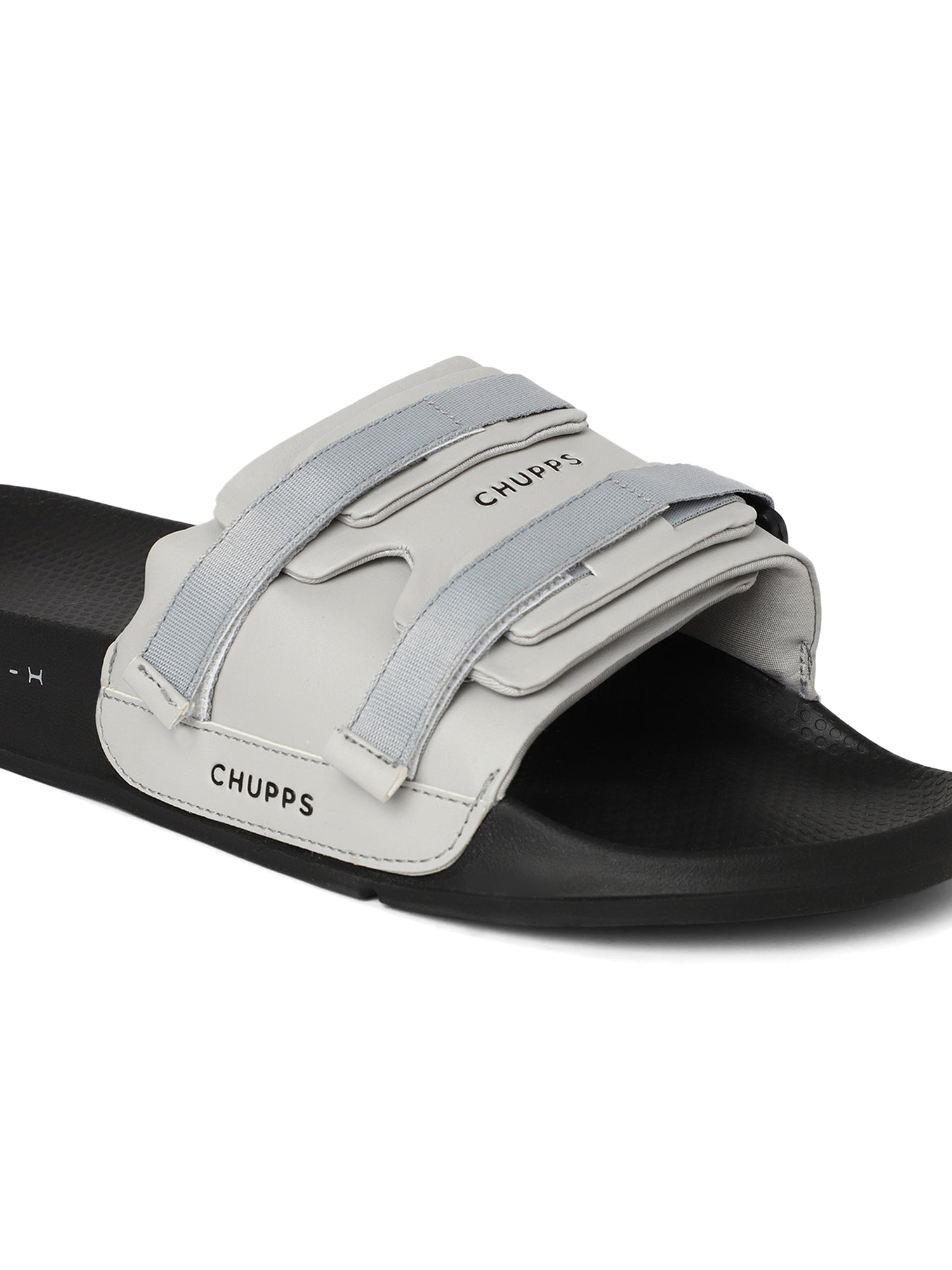 Women's Elet Grey Black Round Toe Polyurethane Casual Slides