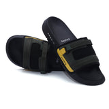 Women's Rebel Olive Black Round Toe Polyurethane Casual Slides