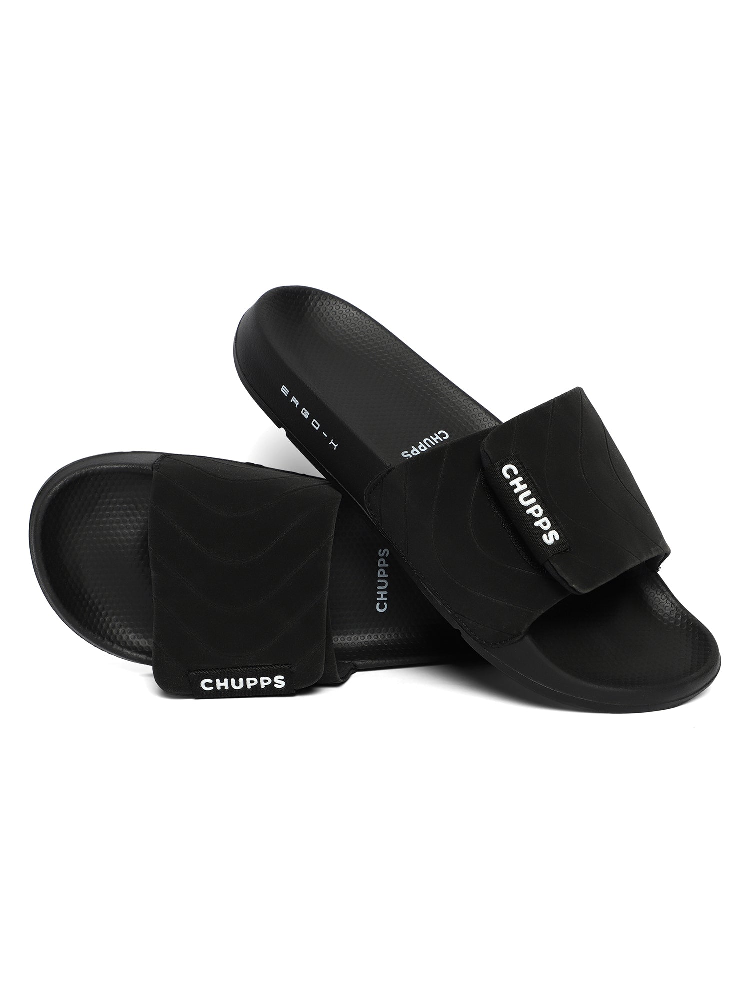 Women's Flow Black Round Toe Polyurethane Casual Slides