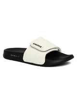 Women's Flow White and Black Round Toe Polyurethane Casual Slides