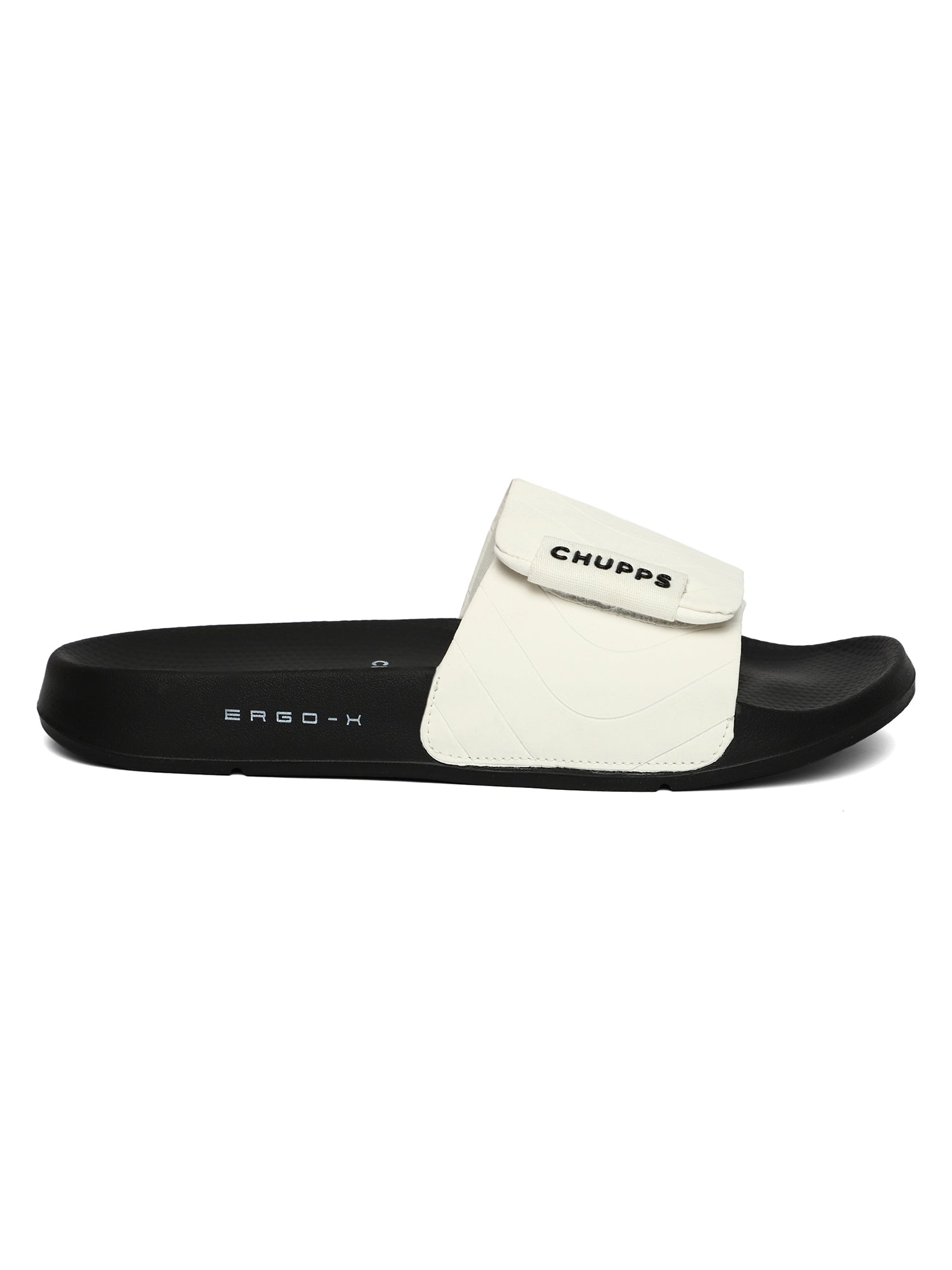 Women's Flow White and Black Round Toe Polyurethane Casual Slides