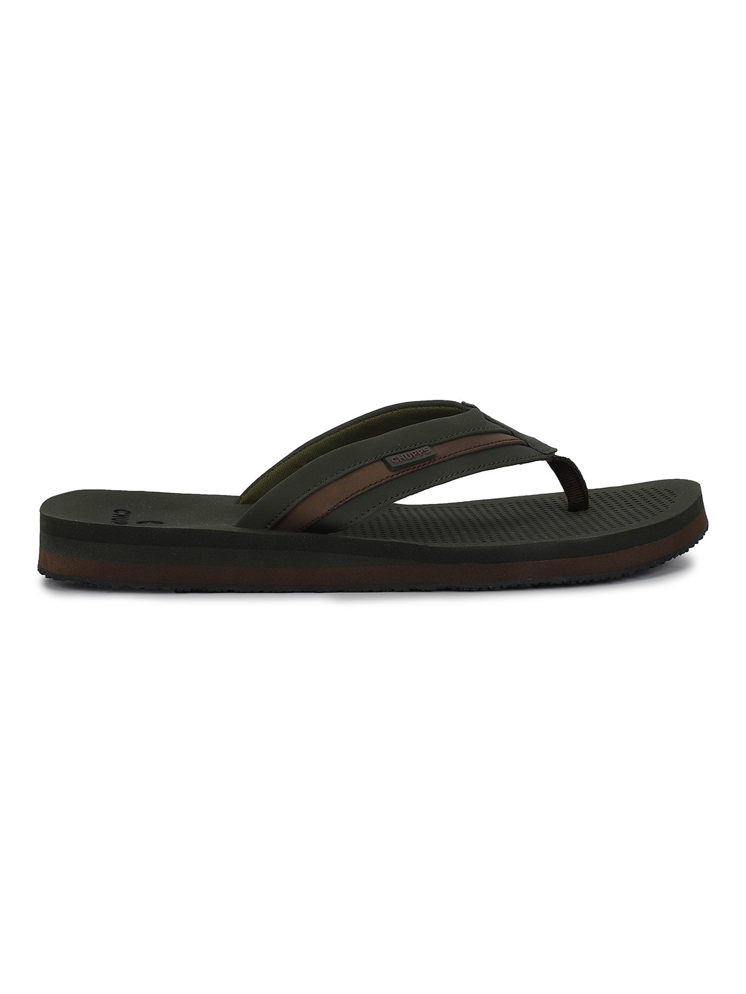 Women's Trifuse Olive Round Toe Polyurethane Casual Flip-flops
