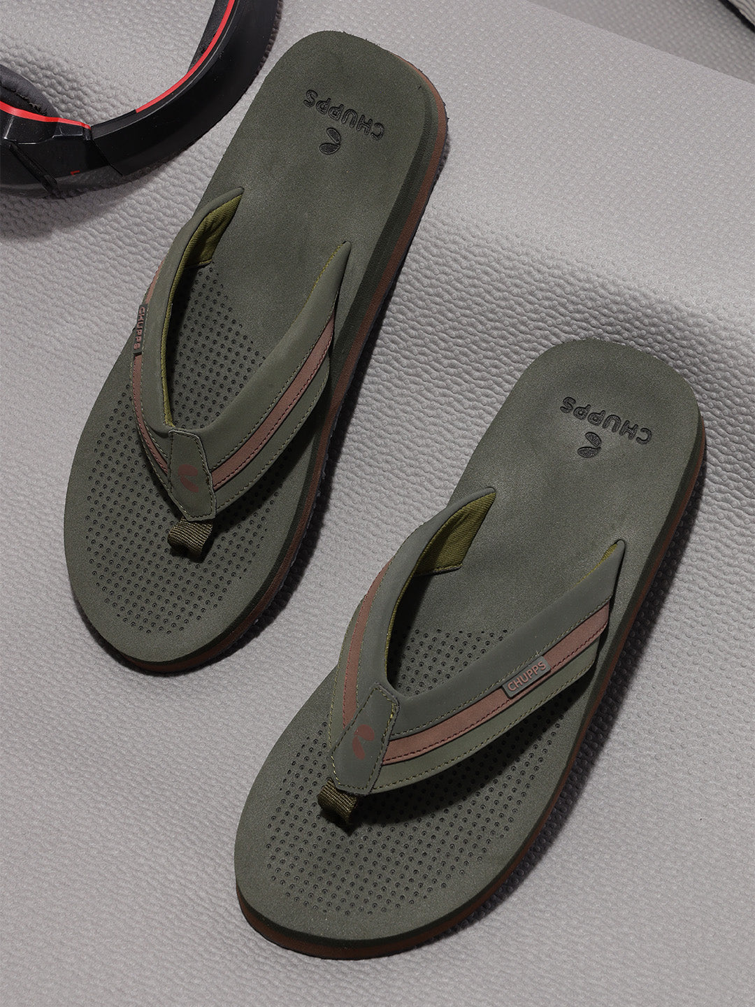 Women's Trifuse Olive Round Toe Polyurethane Casual Flip-flops
