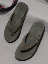 Women's Trifuse Olive Round Toe Polyurethane Casual Flip-flops