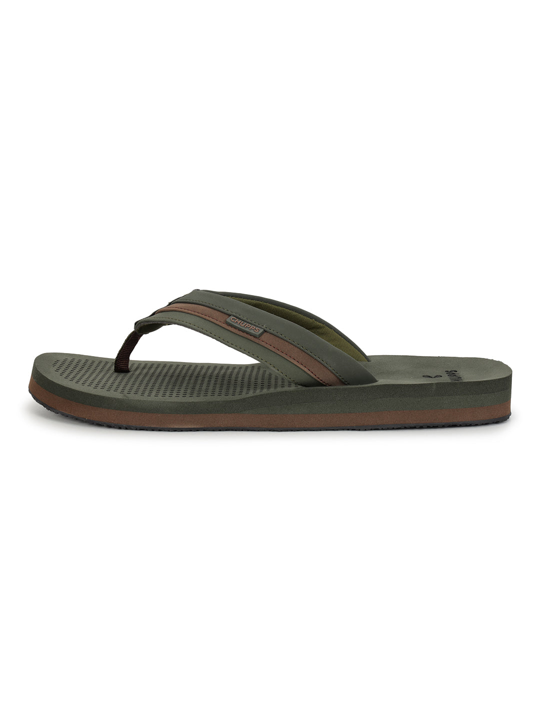Women's Trifuse Olive Round Toe Polyurethane Casual Flip-flops