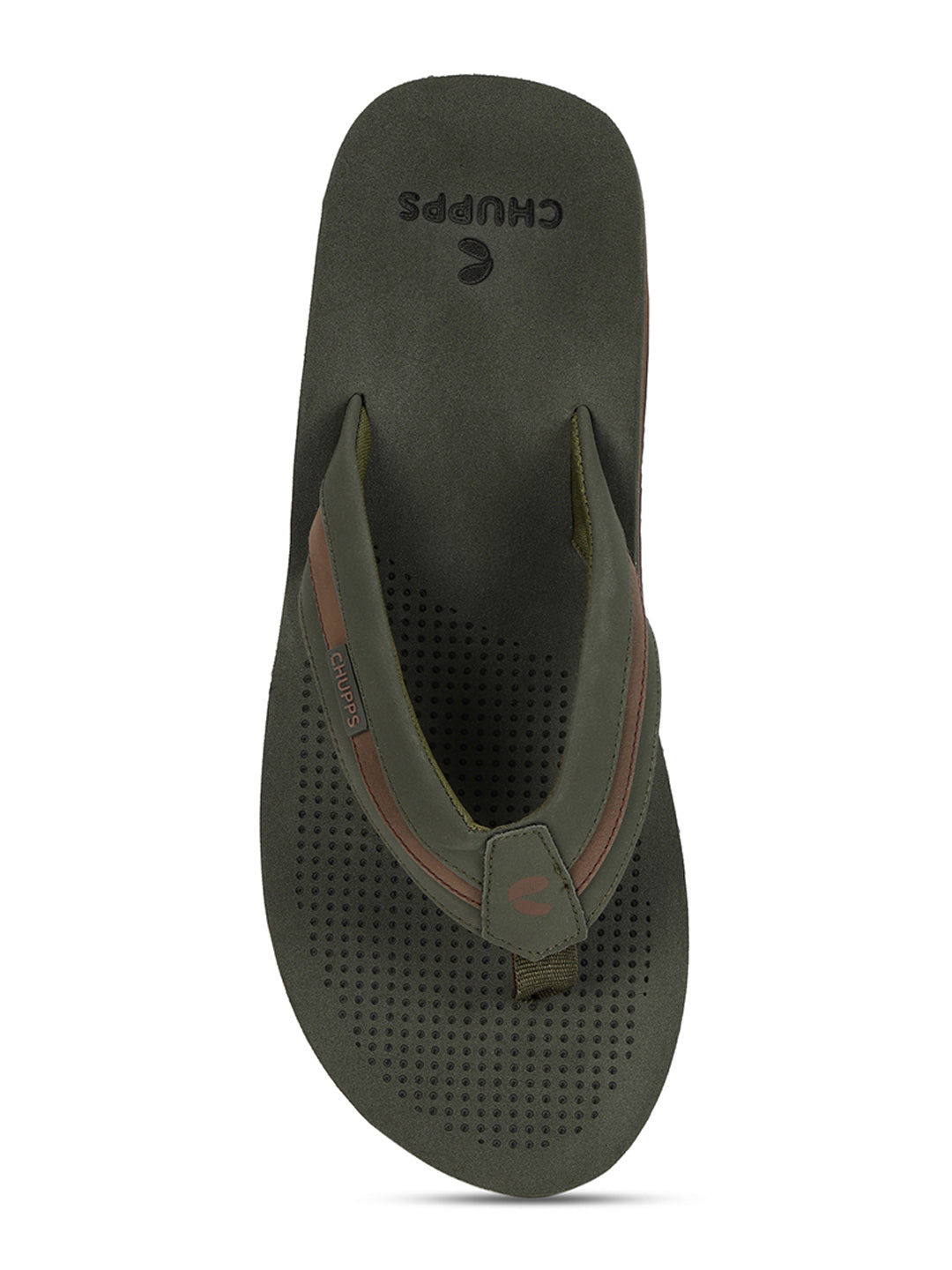 Women's Trifuse Olive Round Toe Polyurethane Casual Flip-flops