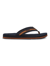 Women's Trifuse Navy Tan Round Toe Polyurethane Casual Flip-flops