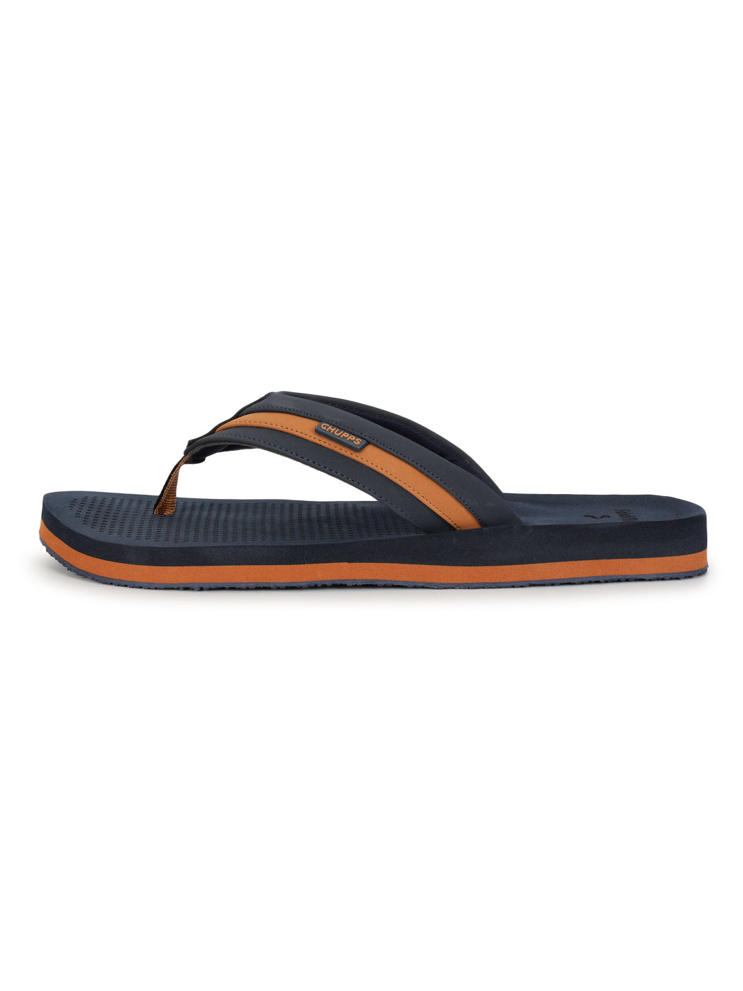 Women's Trifuse Navy Tan Round Toe Polyurethane Casual Flip-flops