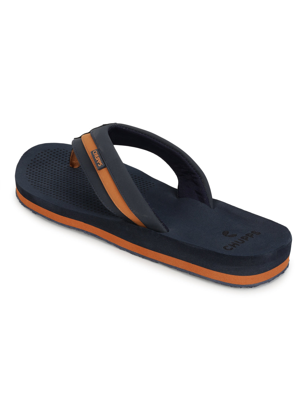 Women's Trifuse Navy Tan Round Toe Polyurethane Casual Flip-flops