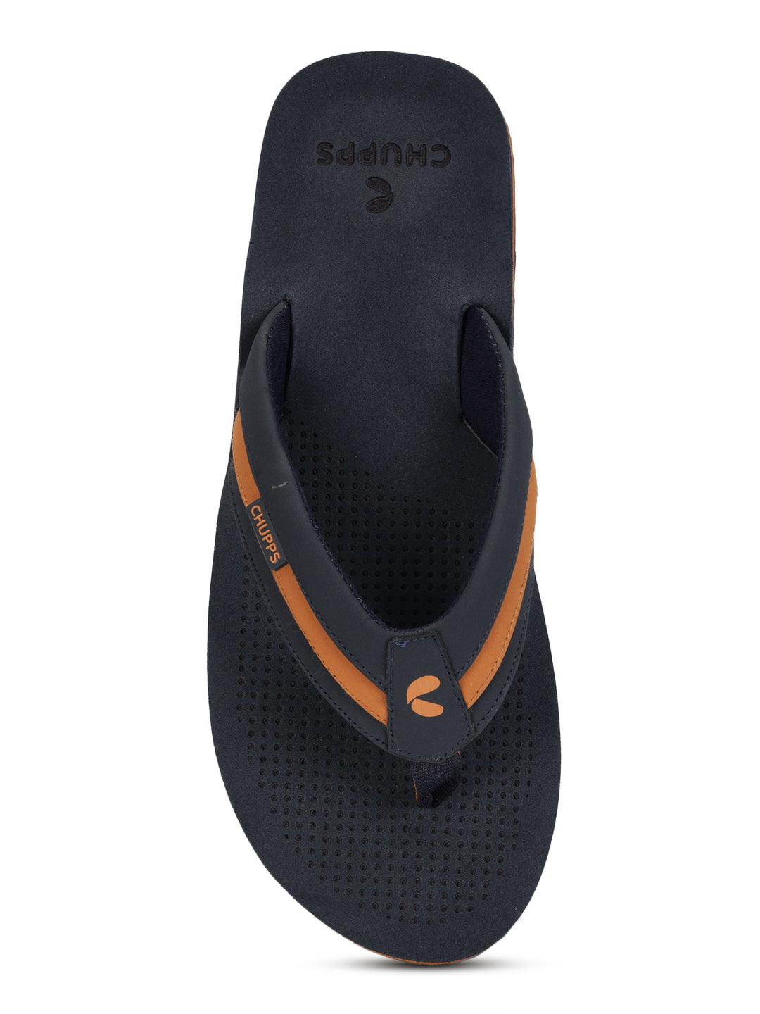 Women's Trifuse Navy Tan Round Toe Polyurethane Casual Flip-flops