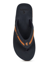 Women's Trifuse Navy Tan Round Toe Polyurethane Casual Flip-flops