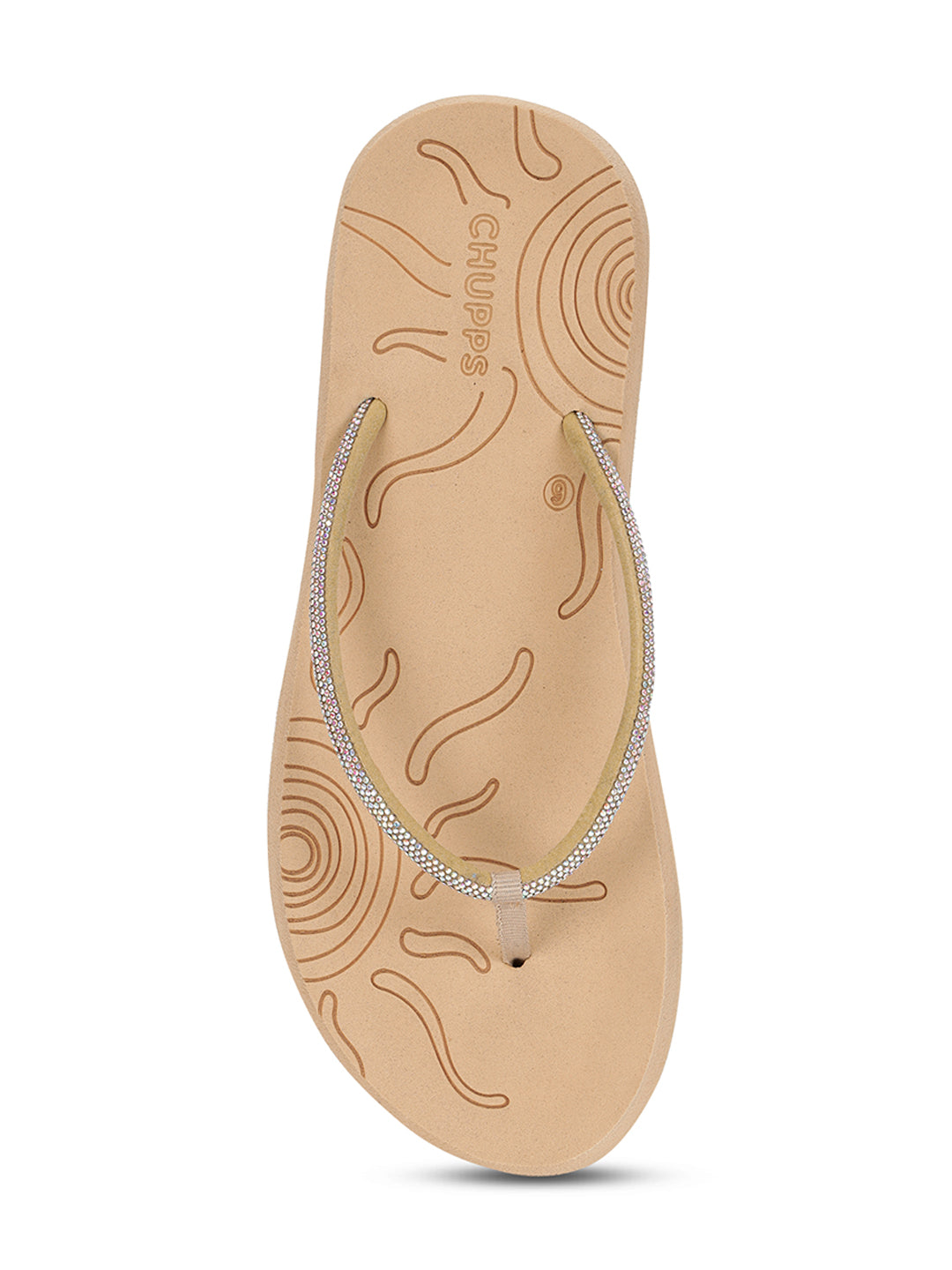 Women's Solis Beige Round Toe Polyurethane Casual Flip-flops