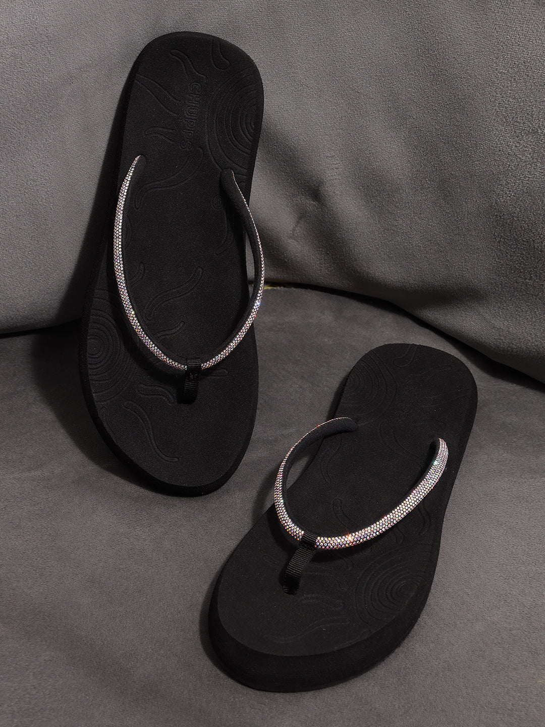 Women's Solis Black Round Toe Polyurethane Casual Flip-flops