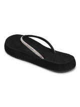 Women's Solis Black Round Toe Polyurethane Casual Flip-flops