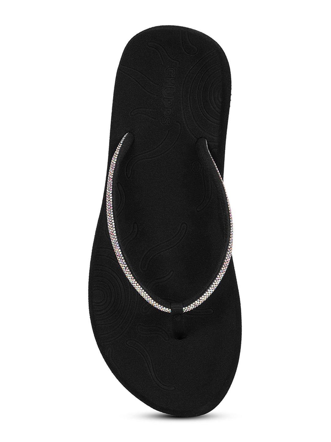 Women's Solis Black Round Toe Polyurethane Casual Flip-flops