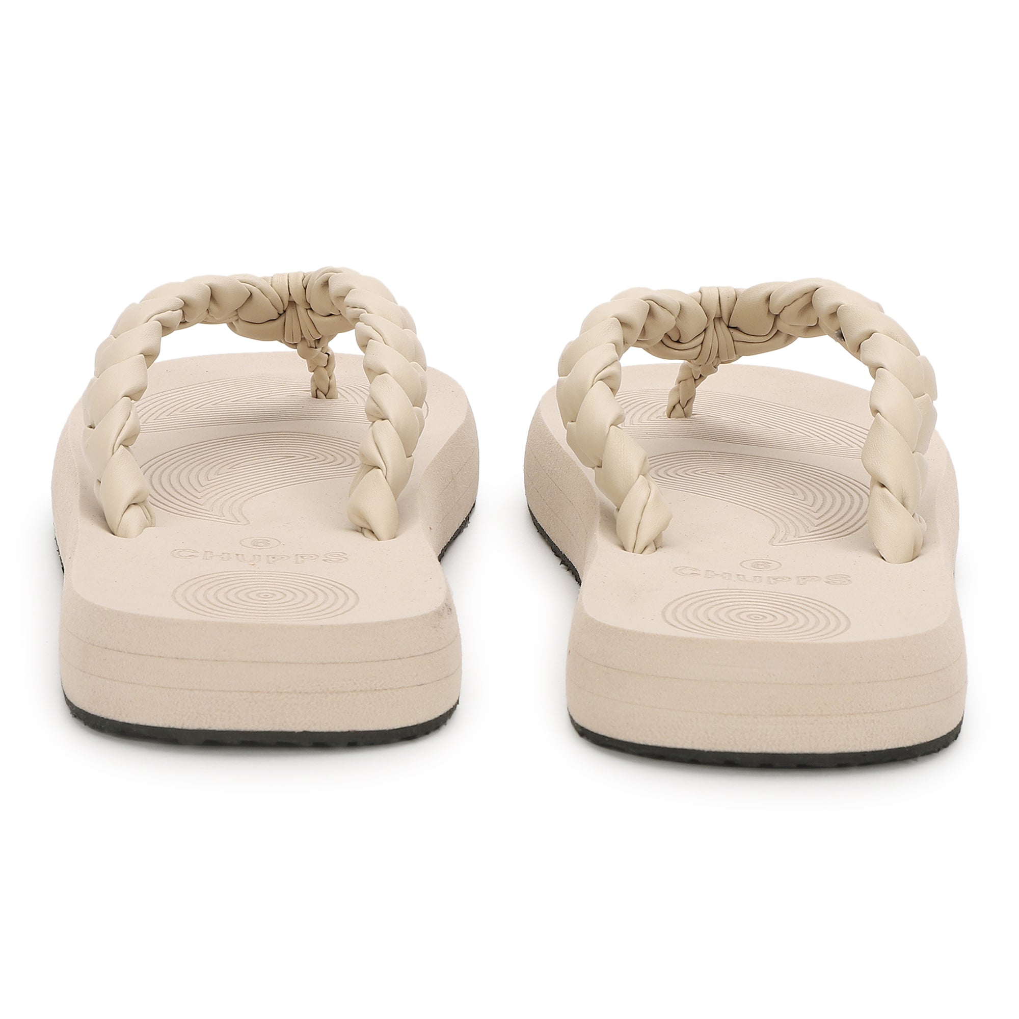 Women's Wisp Cream Round Toe Polyurethane Casual Flip-flops