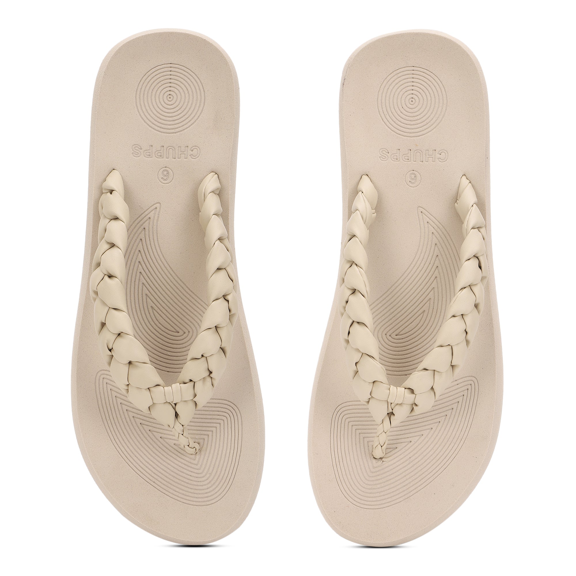 Women's Wisp Cream Round Toe Polyurethane Casual Flip-flops