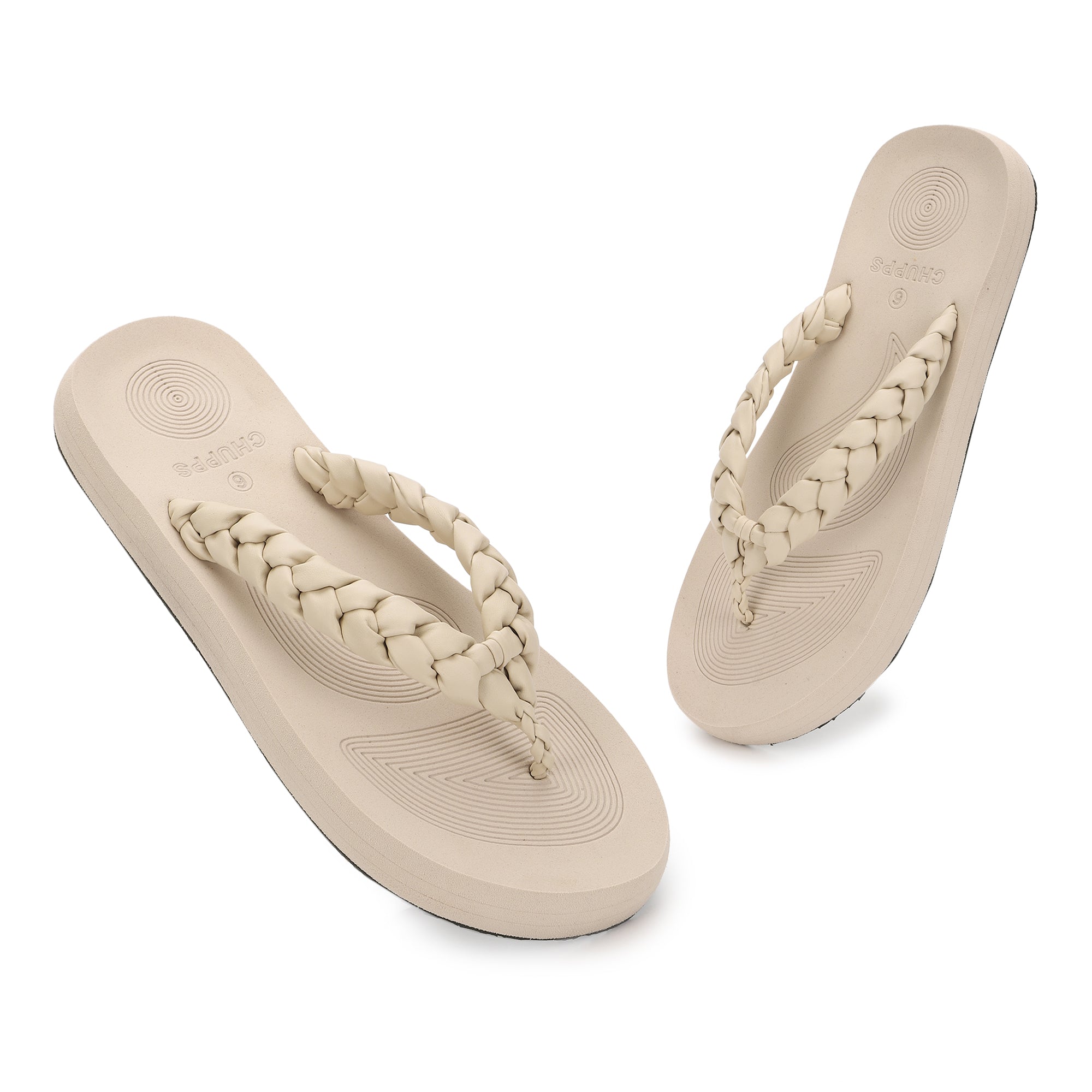Women's Wisp Cream Round Toe Polyurethane Casual Flip-flops