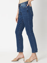 Women's Blue High Rise Straight Fit Jeans