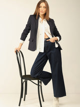 Women's Blue High Rise Wide Leg Jeans