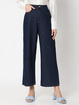 Women's Blue High Rise Wide Leg Jeans