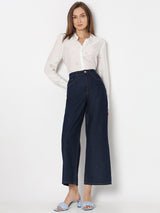 Women's Blue High Rise Wide Leg Jeans