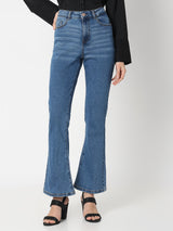 Women's Blue Mid Rise Bootcut Jeans