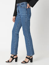 Women's Blue Mid Rise Bootcut Jeans