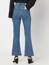 Women's Blue Mid Rise Bootcut Jeans
