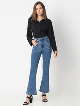 Women's Blue Mid Rise Bootcut Jeans