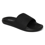 Women's Pure Black Round Toe Polyurethane Casual Slides