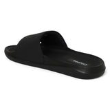 Women's Pure Black Round Toe Polyurethane Casual Slides