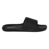 Women's Pure Black Round Toe Polyurethane Casual Slides