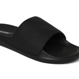 Women's Pure Black Round Toe Polyurethane Casual Slides