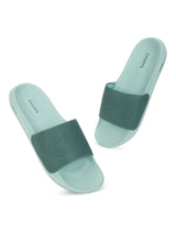 Women's Pure Lime Green Round Toe Polyurethane Casual Slides